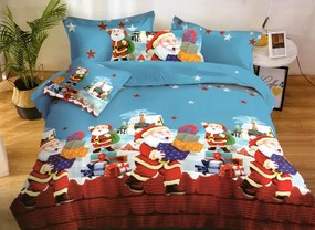 DomTextilu Vianočné posteľné obliečky s motívom darčekov 3 časti: 1ks 160 cmx200 + 2ks 70 cmx80 Modrá 29221-158561