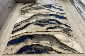 HU Modro-sivý moderný koberec Artiste 23433B-Modra-siva Rozmer: 60x110 cm