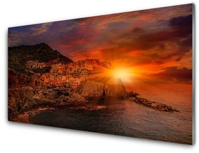 Obraz na akrylátovom skle More mesto krajina 125x50 cm
