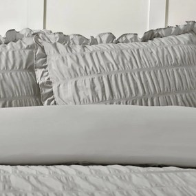 Sivé krepové obliečky na dvojlôžko/predĺžené 230x220 cm Seersucker Frill – Catherine Lansfield