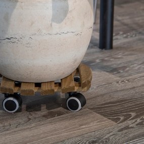 Drevený pojazdný podstavec pod kvetináč ø 29 cm (výška 8 cm) Indoor – Esschert Design