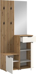 Predsieňová stena Simple, dub artisan/biela