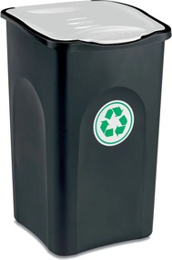 STEFANPLAST Kôš na triedený odpad ECOGREEN 50 l, čierny/biele veko