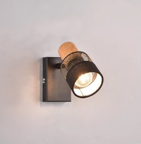 Nástenné svietidlo v čiernej a prírodnej farbe ø 7 cm Nandini – Trio