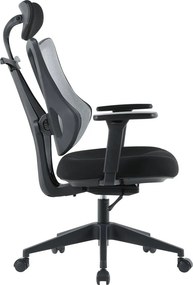 Kancelárska ergonomická stolička MORA — sieť / látka, sivá / čierna