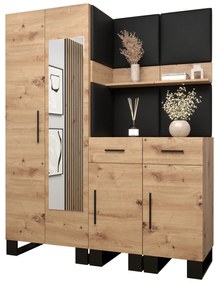 Predsieňová zostava Amanda 15 (dub artisan + čierna ekokoža). Vlastná spoľahlivá doprava až k Vám domov. 1085991