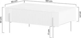 Kávový stolík Malmi 100 cm so zásuvkami - kasmír / krémová biela / zlaté nohy