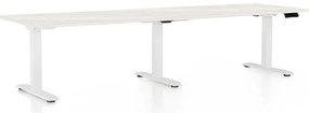 Výškovo nastaviteľný stôl OfficeTech Long, 260 x 80 cm, biela podnož, biely jaseň