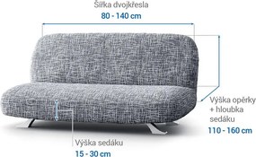 Bielastické poťahy GRAFITI NOVÉ antracit dvojkreslo s drevenými rúčkami (š. 80 - 140 cm)
