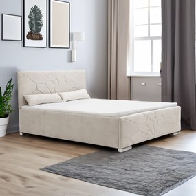 Čalúnená posteľ s úložným priestorom a matracom SOLO 140 x 200 cm Béžová