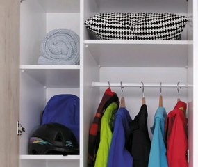 Šatníková skriňa Planet, dub/biela/modrá