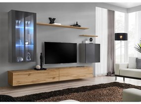 Obývacia stena Switch Sklo +LED XII Grafit/Wotan