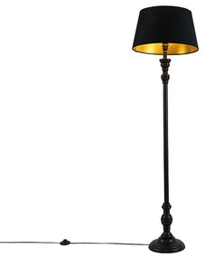 Inteligentná stojaca lampa čierna s tienidlom čiernym so zlatom 45 cm vrátane Wifi A60 - Classico