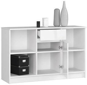 Komoda Briar (biela + lesk biely). Akcia -20%. Vlastná spoľahlivá doprava až k Vám domov. 1128584