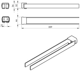 Gedy - Nástenný vešiak na uteráky otočný PIRENEI 36 cm lesklý chróm