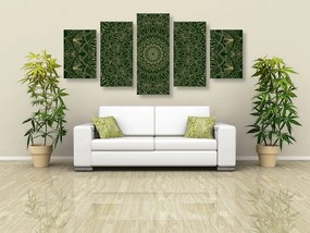 5-dielny obraz detailná ozdobná Mandala v zelenej farbe Varianta: 100x50