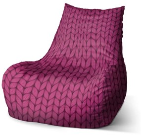 Sablio Sedací vak Bean Pletenie vo fuksiovej farbe - 100 x 90 x 45 cm