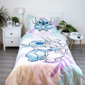 Jerry Fabrics Bavlnené obliečky 140x200 + 70x90 cm - Lilo and Stitch "Leaves"