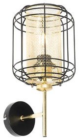 Dizajnové nástenné svietidlo čierna so zlatou - Gaze Up