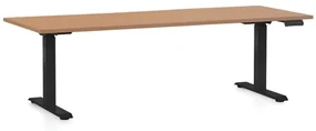Výškovo nastaviteľný stôl OfficeTech C, 200 x 80 cm, čierna podnož, buk