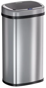 InternetovaZahrada Bezdotykový hranatý odpadkový kôš s USB 58 L - strieborný