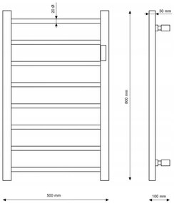 Erga Pago, elektrické vykurovacie teleso 500x800 mm s digitálnym termostatom na postavenie alebo na stenu, 200W, biela matná, ERG-LAV-GRZE-E-ST88080500-WH