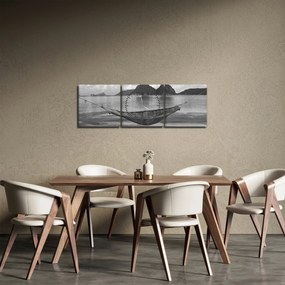 Obraz - Hojdacia sieť na pláži (s hodinami) (90x30 cm)
