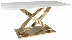 Jedálenský stôl Hermes 160 cm biely mramor/zlatý