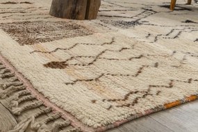 Ručne tkaný vlnený koberec BERBER BJ1077 Boujaad berber Boho, béžový / čierny