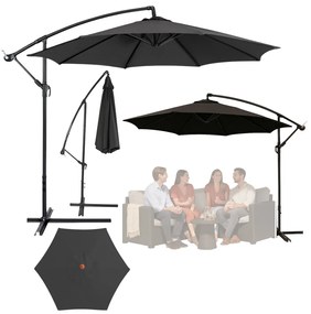 LEAN Bočný záhradný slnečník s nastaviteľným sklonom – 350 x 250 cm, antracitový