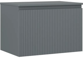Mexen Rivel, kúpeľňová skrinka 70 cm s hornou doskou, 1 zásuvka, drážkovaná, grafitová matná, 91A20-07047-1-BFC66