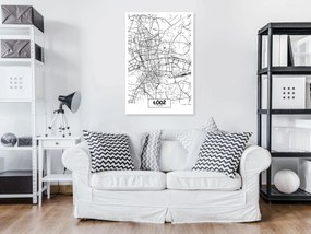 Artgeist Obraz - City Plan: Lodz (1 Part) Vertical Veľkosť: 20x30, Verzia: Na talianskom plátne