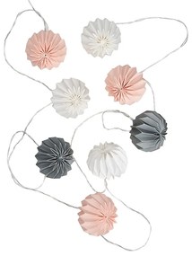HANAMI LED Svetelná reťaz lampióny 8 svetiel - ružová/sivá