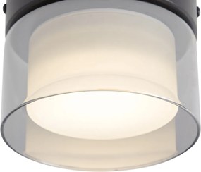 Moderné stropné svietidlo čierne s dymovým sklom - Puck