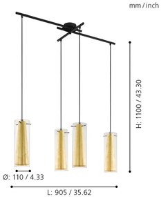 Eglo 97653 - Luster na lanku PINTO GOLD 4xE27/60W/230V