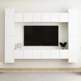 10-dielna súprava TV skriniek biela drevotrieska