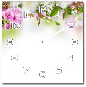 Sklenené hodiny štvorec jarné kvety pl_zsk_30x30_f_79458656