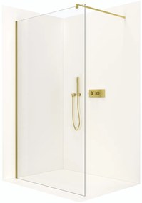 CERANO - Sprchová zástena Walk-in Onyx Ľ/P - guľatá vzpera - zlatá kartáčovaná, transparentné sklo - 100x200 cm, CER-CER-8050BD172