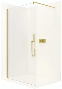 CERANO - Sprchová zástena Walk-in Onyx Ľ/P - guľatá vzpera - zlatá kartáčovaná, transparentné sklo - 100x200 cm, CER-CER-8050BD172