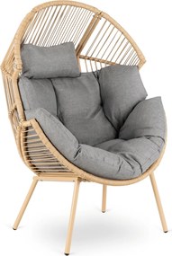 Ratanové kreslo CEZARE, so sivým poťahom