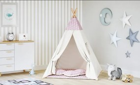Detský stan Tipi guličky ružový/béžový