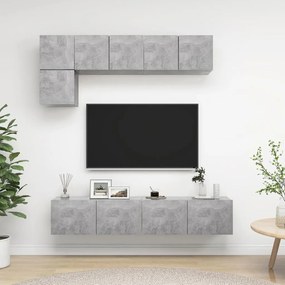 5-dielna súprava TV skriniek betónovo-sivá drevotrieska
