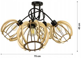 BERGE Závesné svietidlo LOFT - 4x E27 - LARGE WOOD BALL