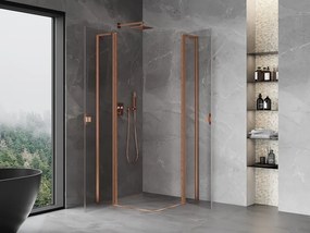 Mexen, Mexen Mist L Duo sklápací sprchový kút 105 x 105 cm, transparentný, brúsená meď - 8A4L-105-105-65-00