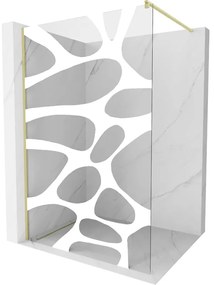 Mexen Kioto, sprchová zástena Walk-In 100 x 200 cm, 8mm číre sklo biely vzor, zlatý matný profil, 800-100-101-55-97