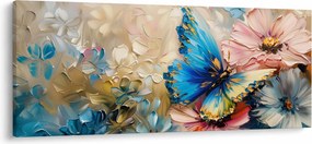 Obraz - Maľba kvetov a motýľov (120x50 cm)