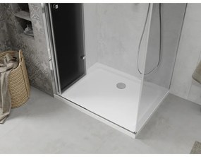 Mexen Lima, sprchový kút so skladacími dverami 80 (dvere) x 70 (stena) cm, 6mm šedé sklo, chrómový profil + slim sprchová vanička biela + chrómový sifón, 856-080-070-01-40-4010