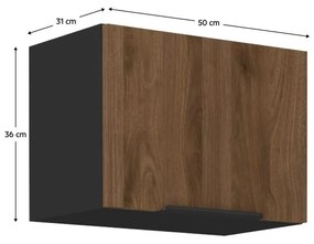 Horná kuchynská skrinka Monzesa 50 GU 36 1F (orech okapi + čierna) . Vlastná spoľahlivá doprava až k Vám domov. 1096957
