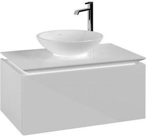 VILLEROY &amp; BOCH Legato závesná skrinka pod umývadlo na dosku (umývadlo v strede), 1 zásuvka, 800 x 500 x 380 mm, Glossy White, B60100DH