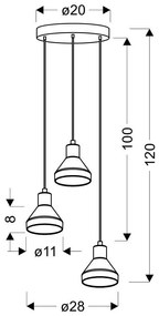 Candellux Čierno-zlatý závesný luster Gregory pre žiarovku 3x E14 s guľatou základňou 33-78995
